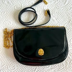 CELINE Paris Black Patent Leather Purse C.1970